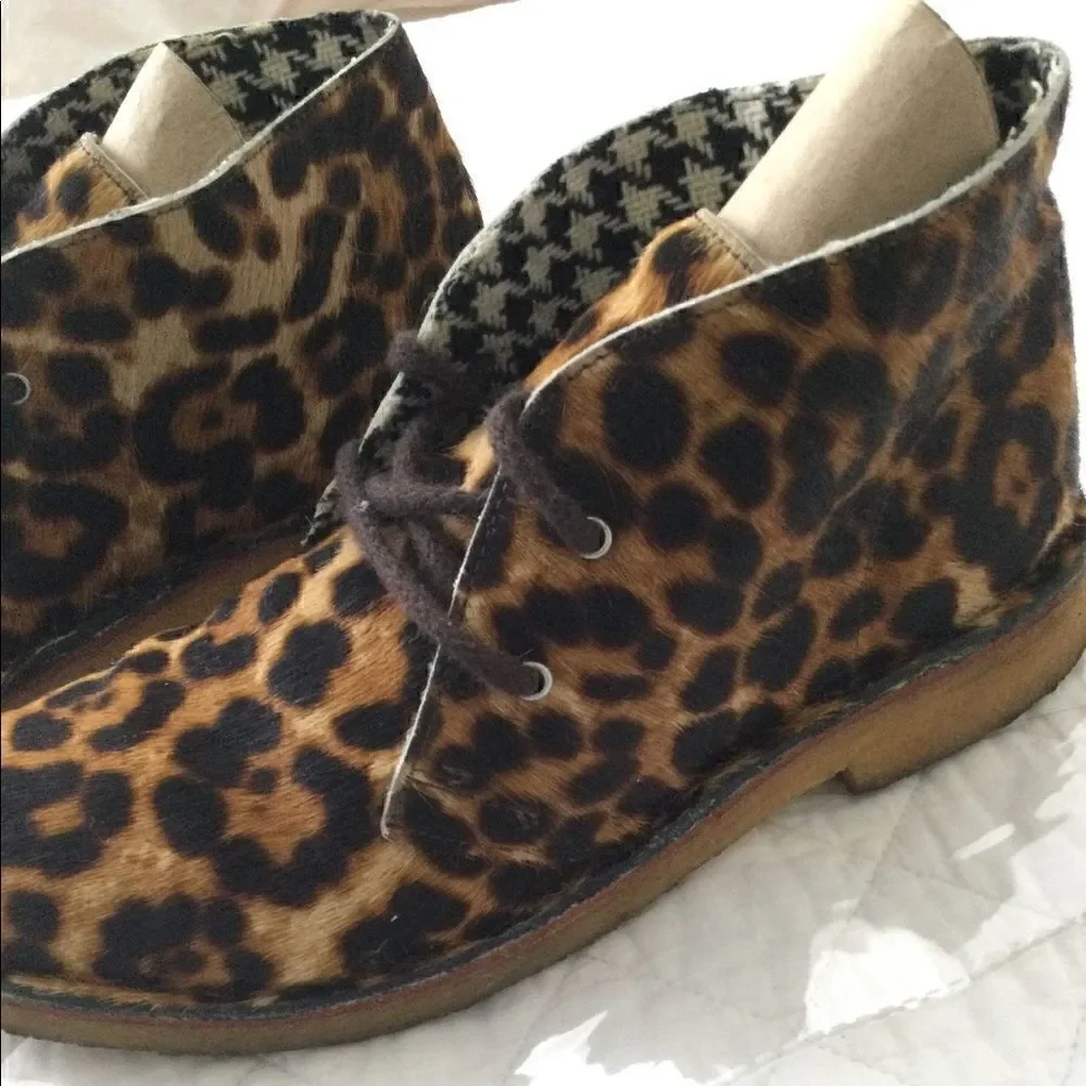 Leather Pony Hair ankle boots Cheetah print